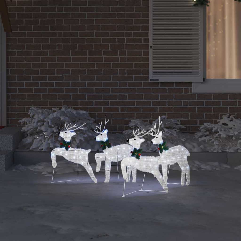 LED Rentiere 4 stk. Silber 45 x 19 x 65 cm Stoff