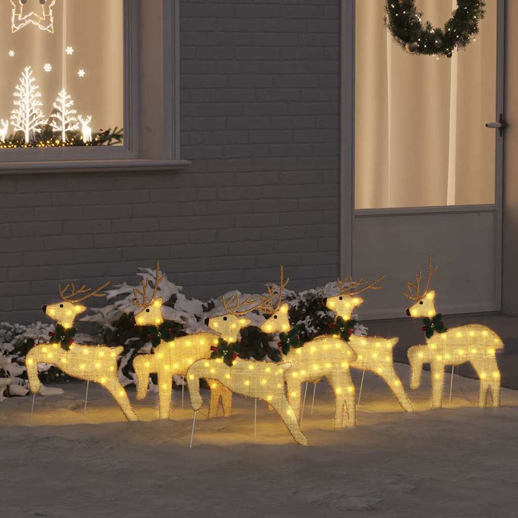LED Rentiere 6 stk. Gold 45 x 19 x 65 cm Stoff