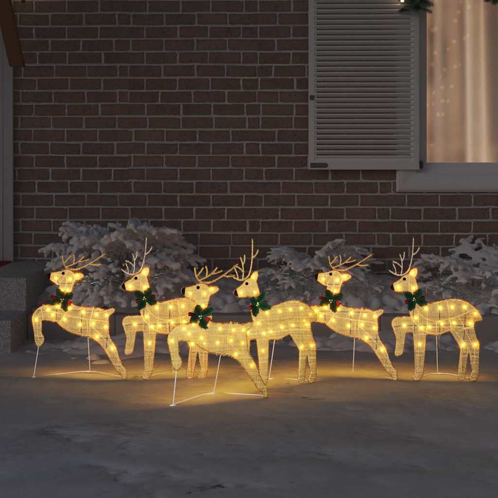 LED Rentiere 6 stk. Gold 45 x 19 x 65 cm Stoff