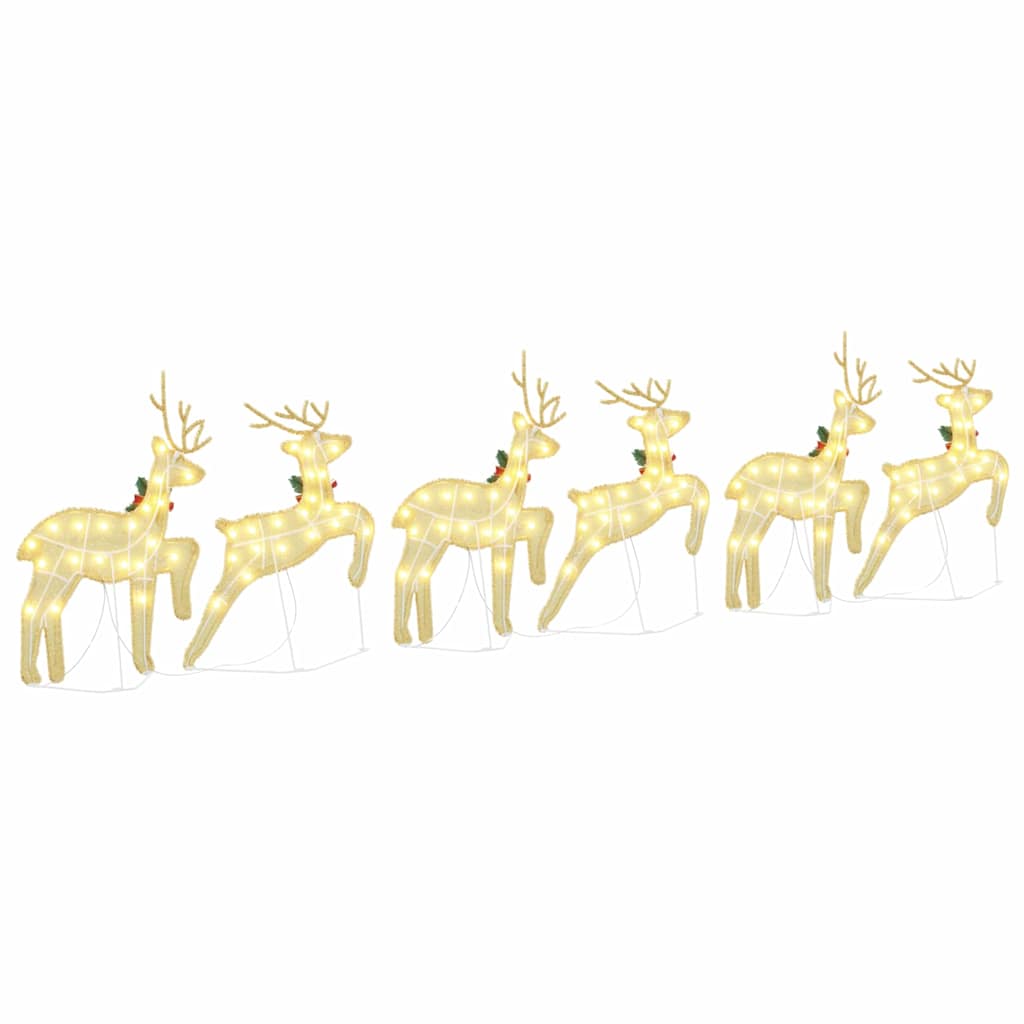 LED Rentiere 6 stk. Gold 45 x 19 x 65 cm Stoff