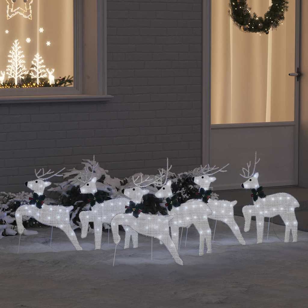 LED Rentiere 6 stk. Silber 45 x 19 x 65 cm Stoff