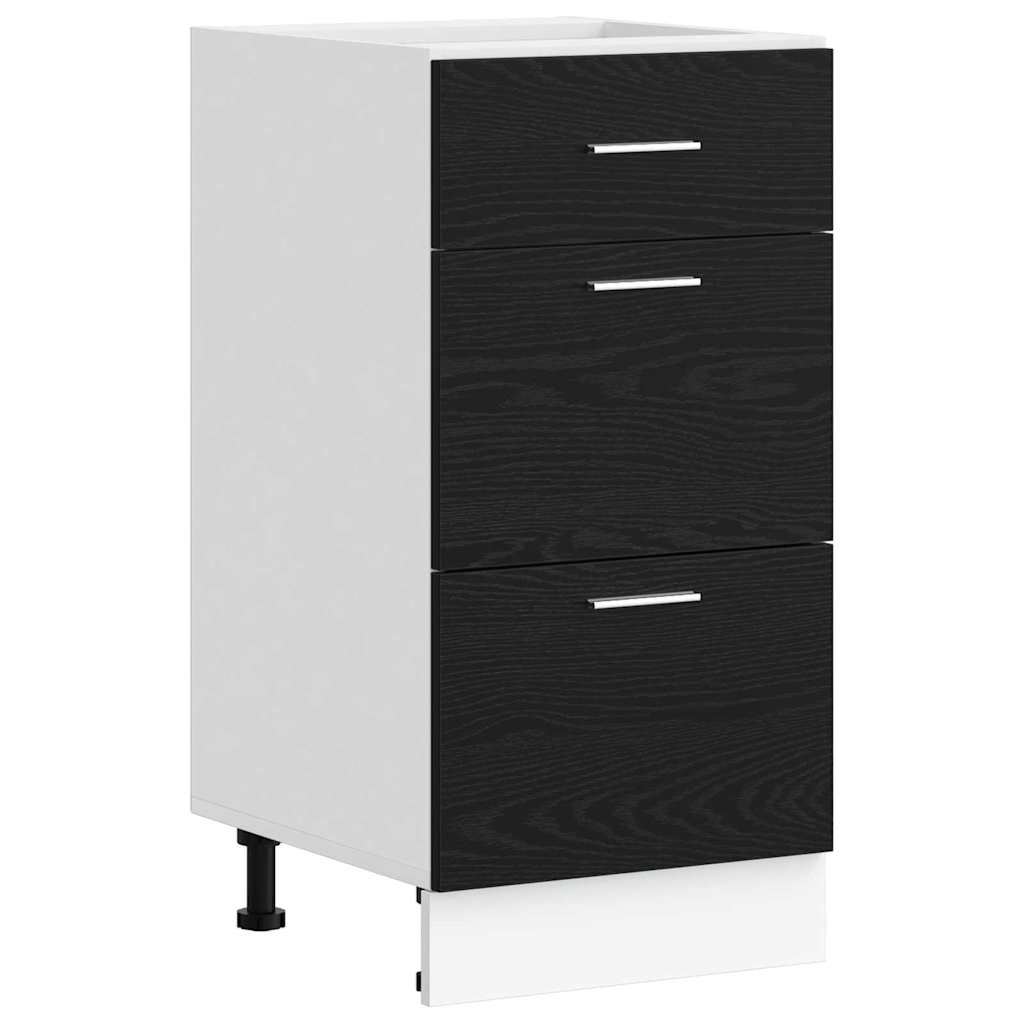 Küchenunterschrank Schwarz Eichen-Optik 40 x 46 x 81.5 cm