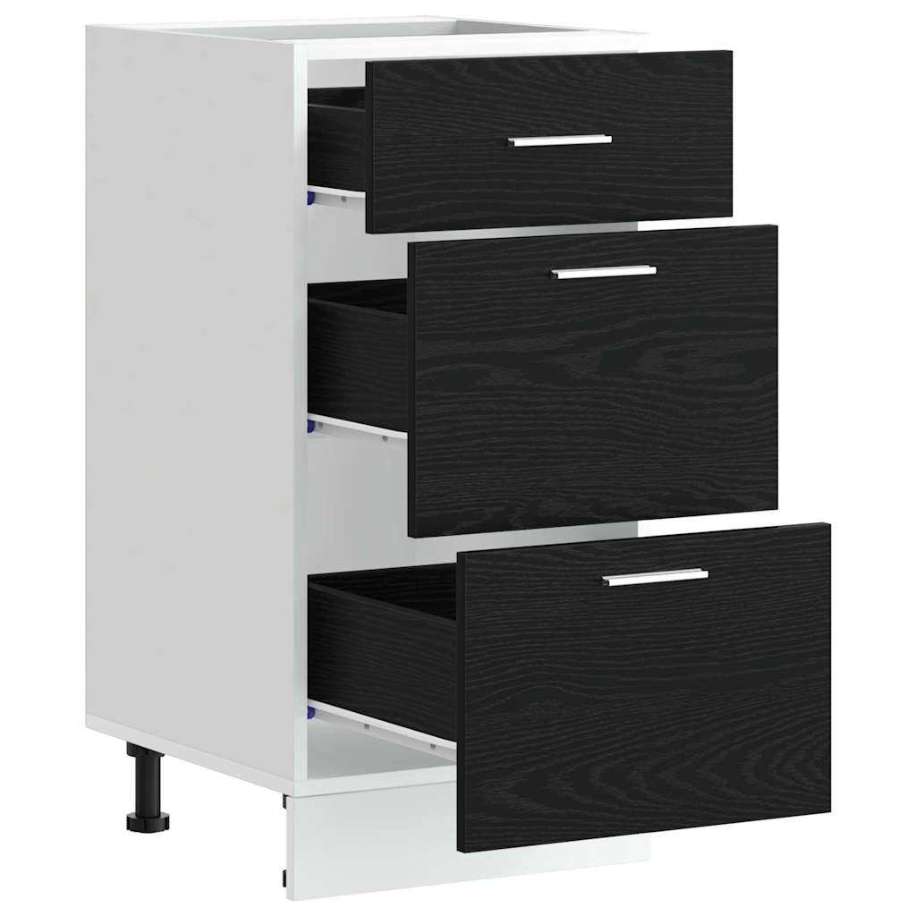 Küchenunterschrank Schwarz Eichen-Optik 40 x 46 x 81.5 cm