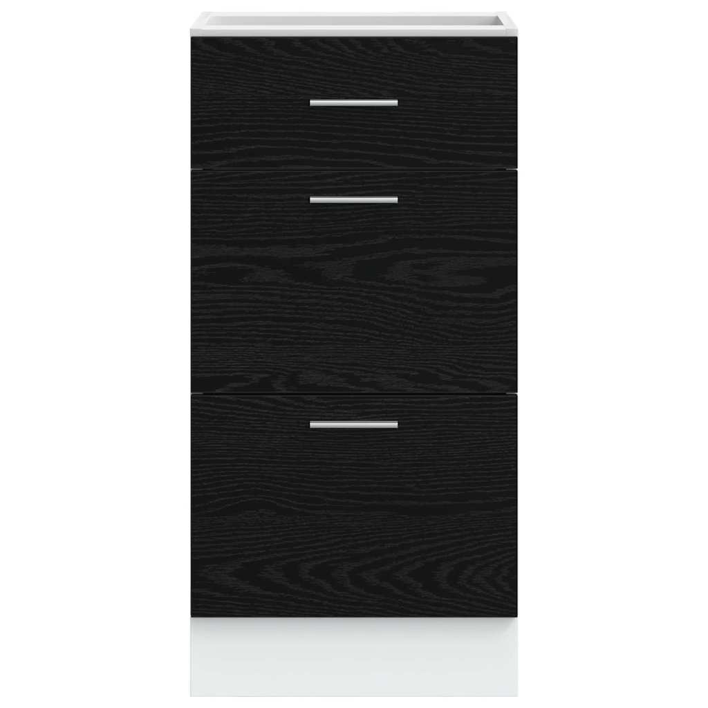 Küchenunterschrank Schwarz Eichen-Optik 40 x 46 x 81.5 cm