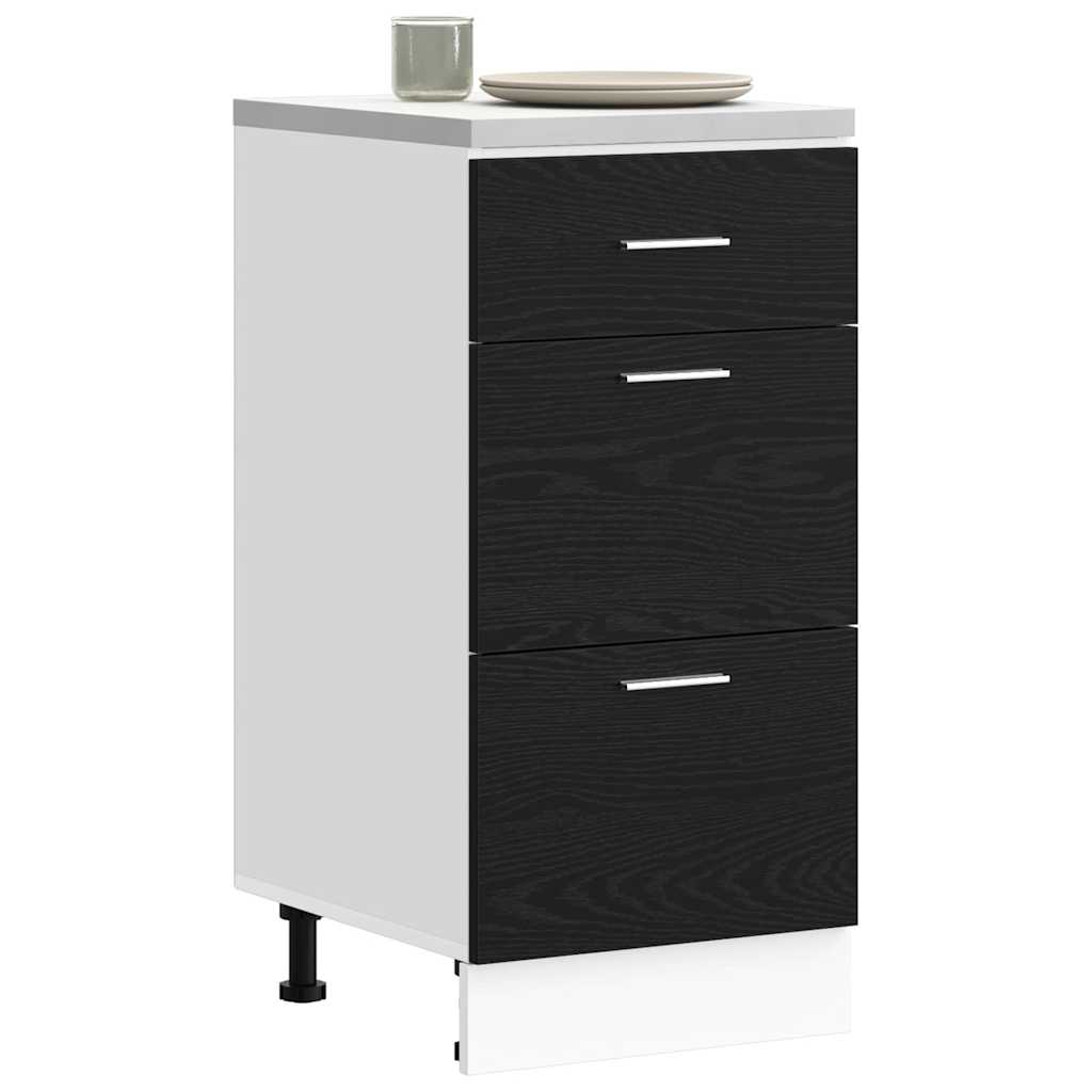 Küchenunterschrank Schwarz Eichen-Optik 40 x 46 x 81.5 cm