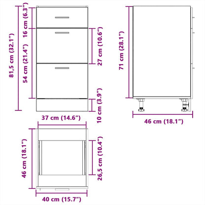 Küchenunterschrank Schwarz Eichen-Optik 40 x 46 x 81.5 cm