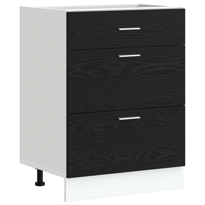 Küchenunterschrank Schwarz Eichen-Optik 60 x 46 x 81,5 cm