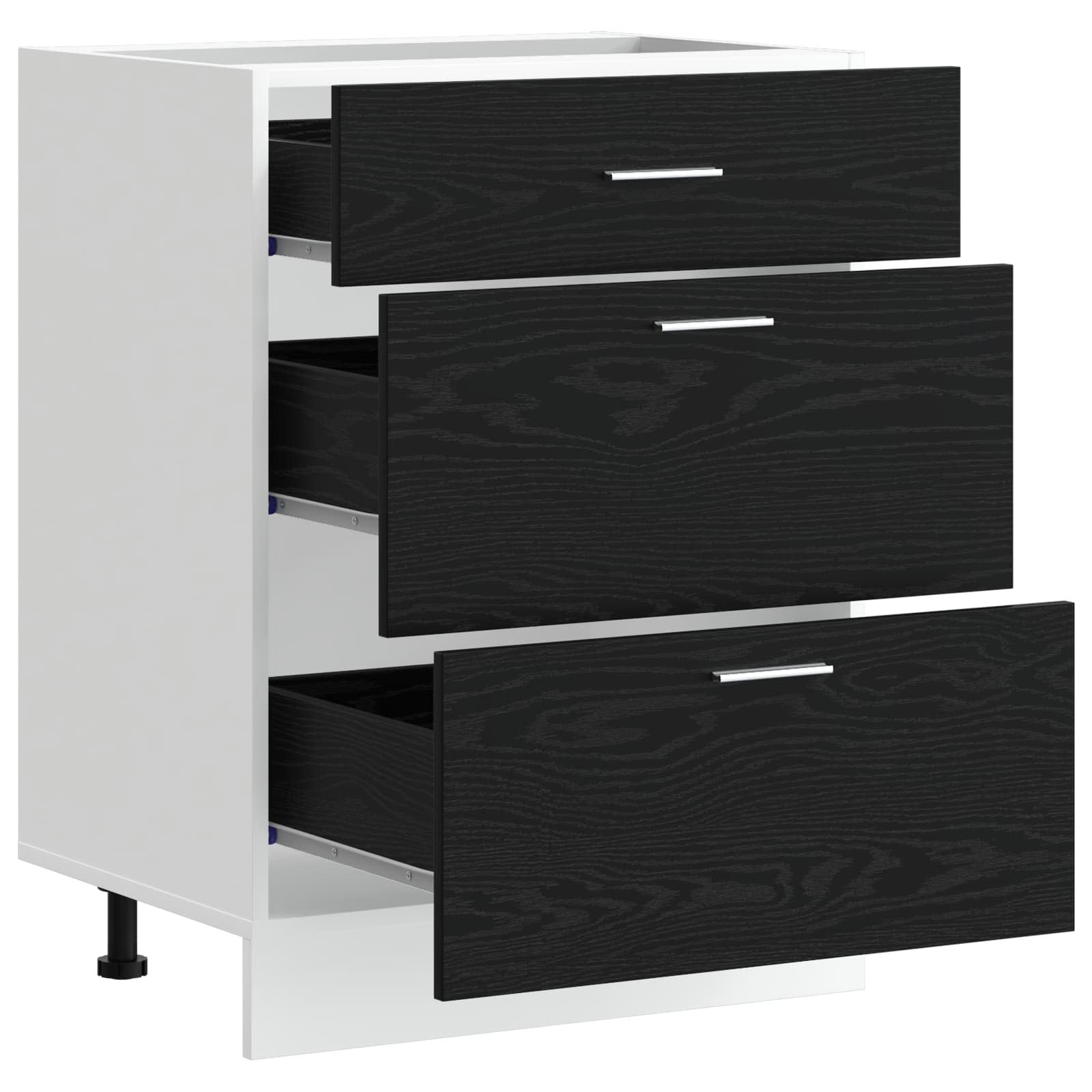 Küchenunterschrank Schwarz Eichen-Optik 60 x 46 x 81,5 cm