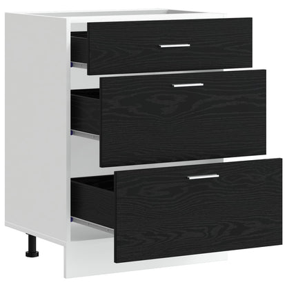 Küchenunterschrank Schwarz Eichen-Optik 60 x 46 x 81,5 cm