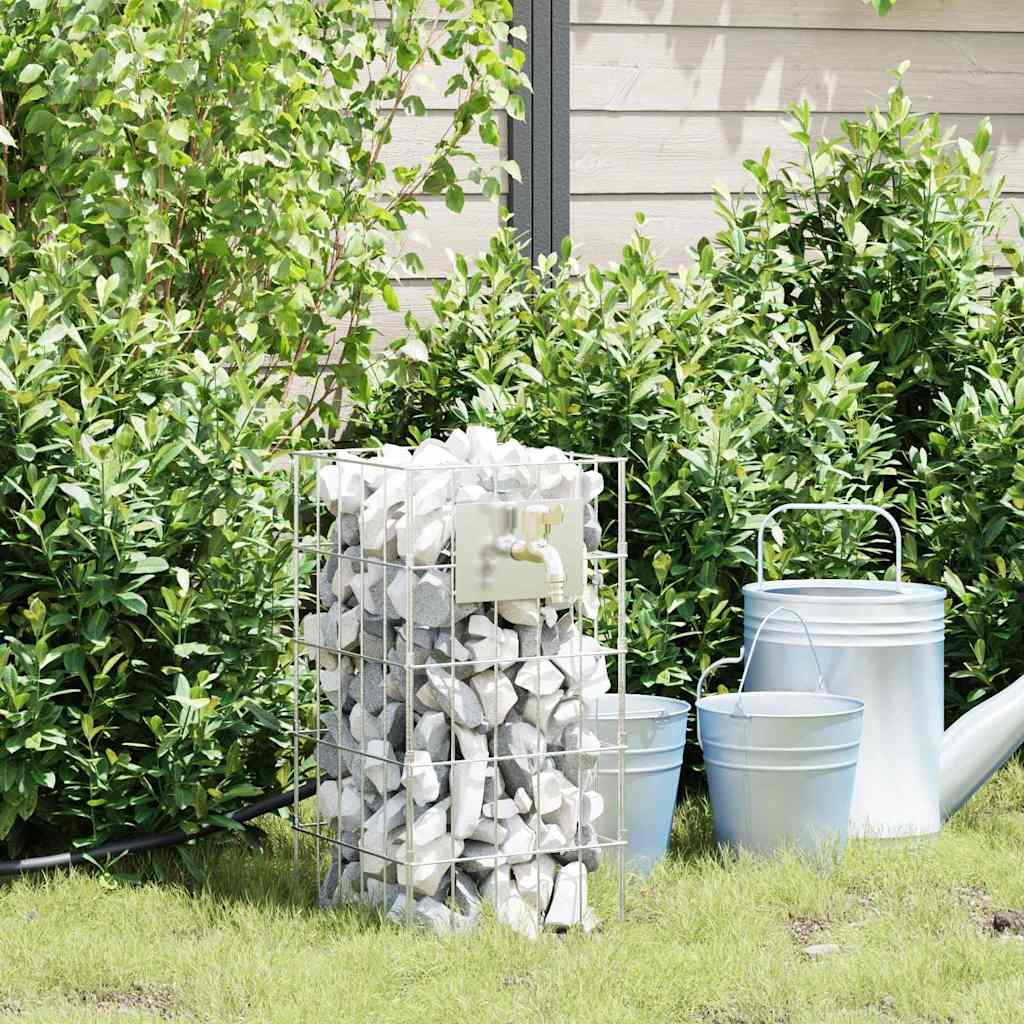 Gabionen Wasserhahn 4 Stk. Silber 25 x 25 x 50 cm