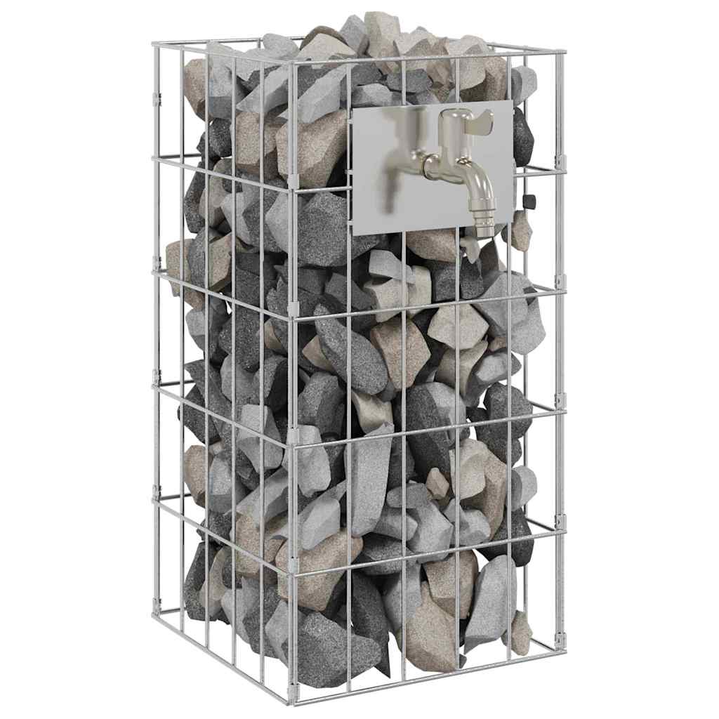 Gabionen Wasserhahn 4 Stk. Silber 25 x 25 x 50 cm
