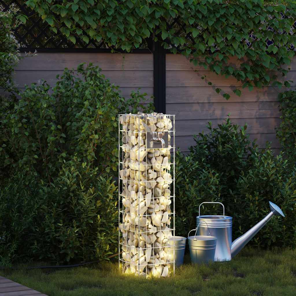 Gabionen Wasserhahn 4 Stk. Silber 25 x 25 x 100 cm