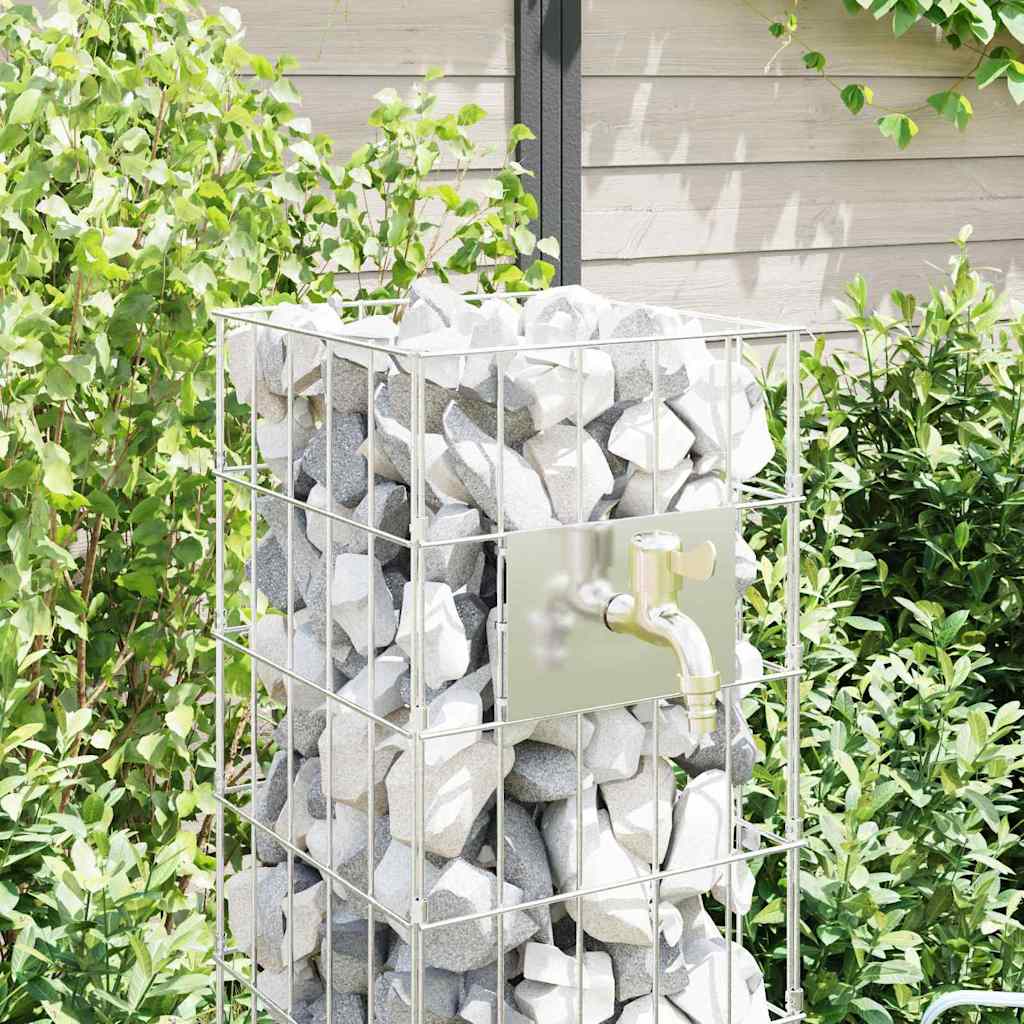 Gabionen Wasserhahn 4 Stk. Silber 25 x 25 x 100 cm