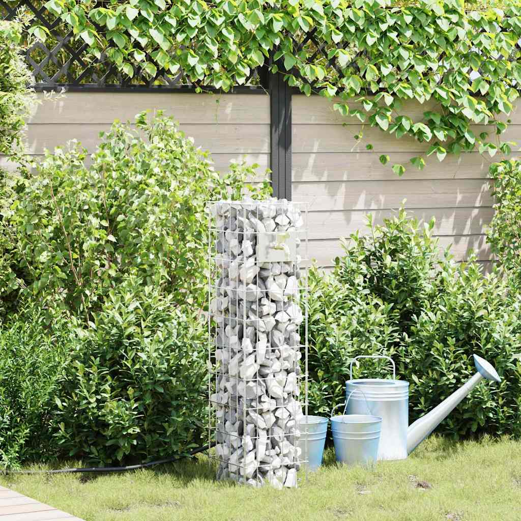 Gabionen Wasserhahn 4 Stk. Silber 25 x 25 x 100 cm