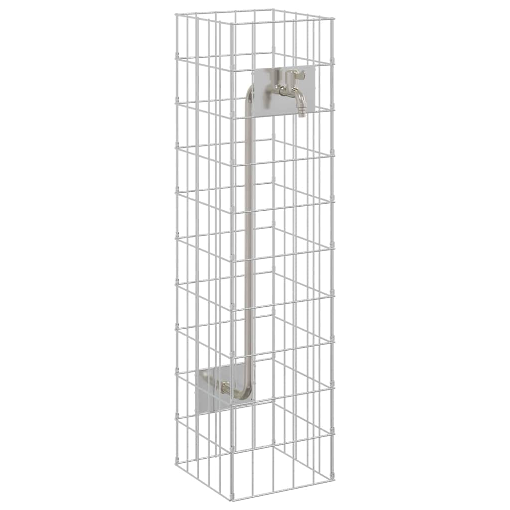Gabionen Wasserhahn 4 Stk. Silber 25 x 25 x 100 cm