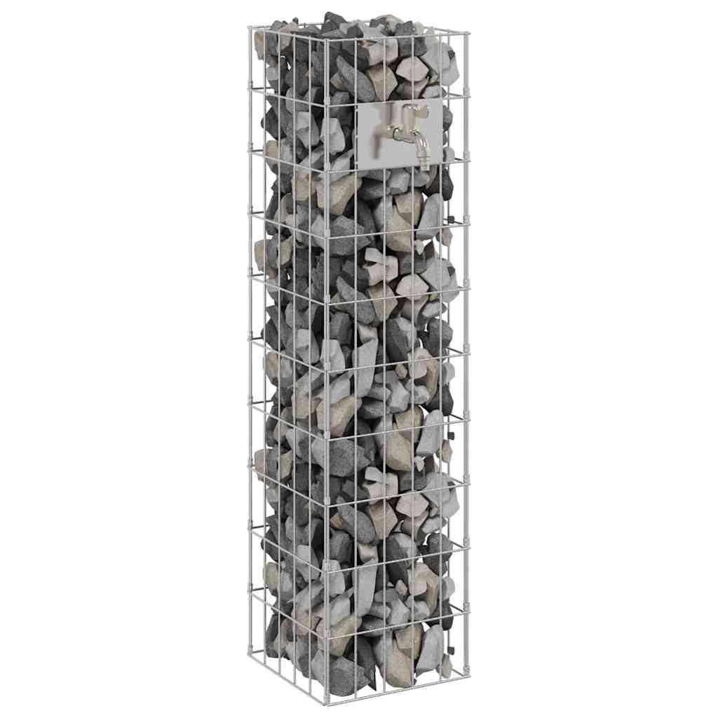 Gabionen Wasserhahn 4 Stk. Silber 25 x 25 x 100 cm