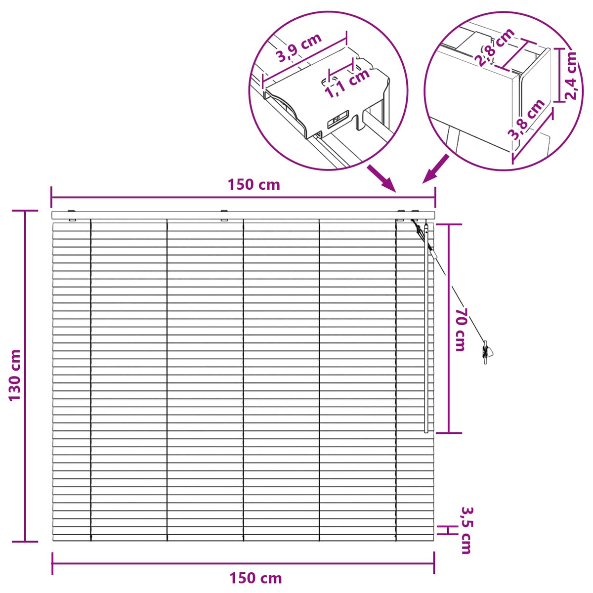 Venezianische Jalousie Eichenoptik 150 x 130 cm 35 mm