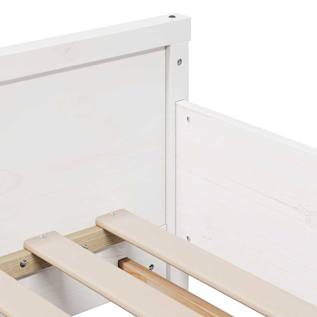 Bettgestell mit Matratze Weiß 80 x 200 cm Massivholz Kiefer