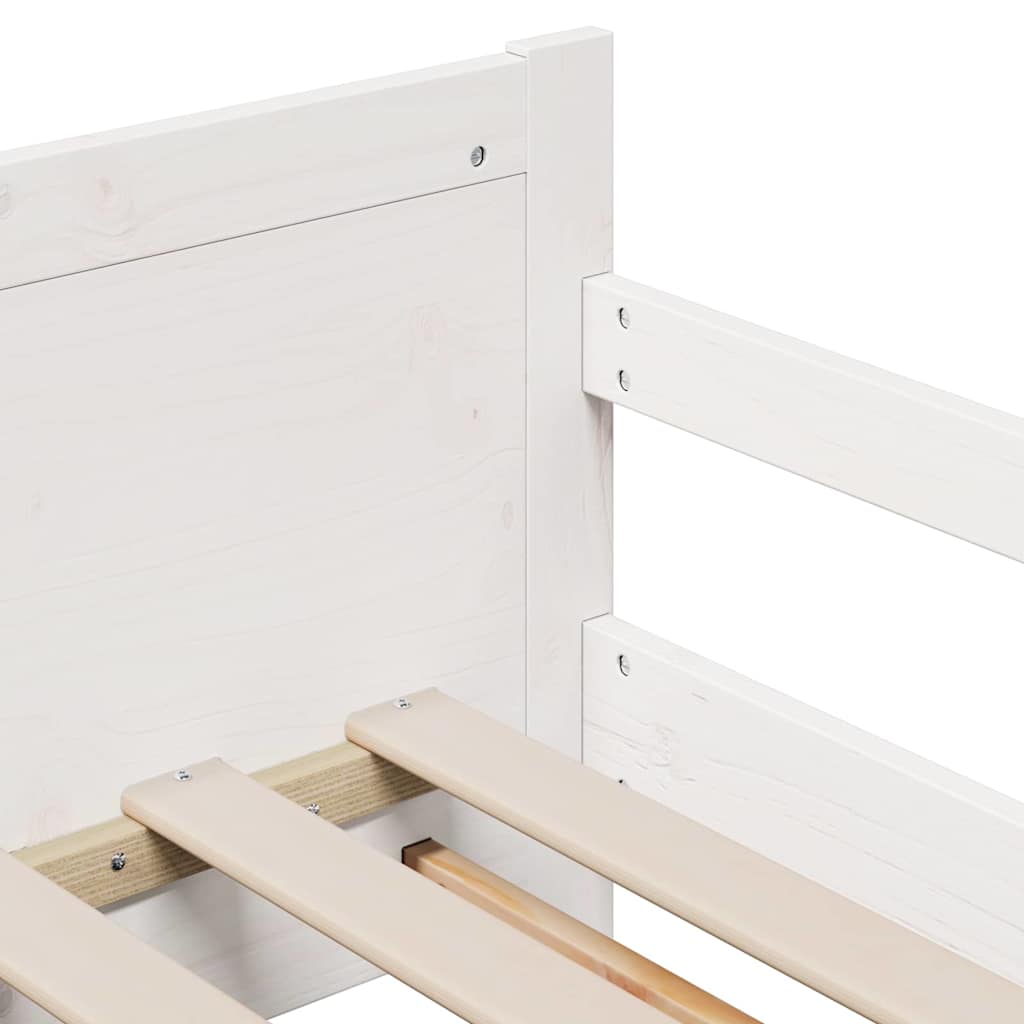 Bettrahmen mit Matratze Weiß 80 x 200 cm Massives Kiefernholz