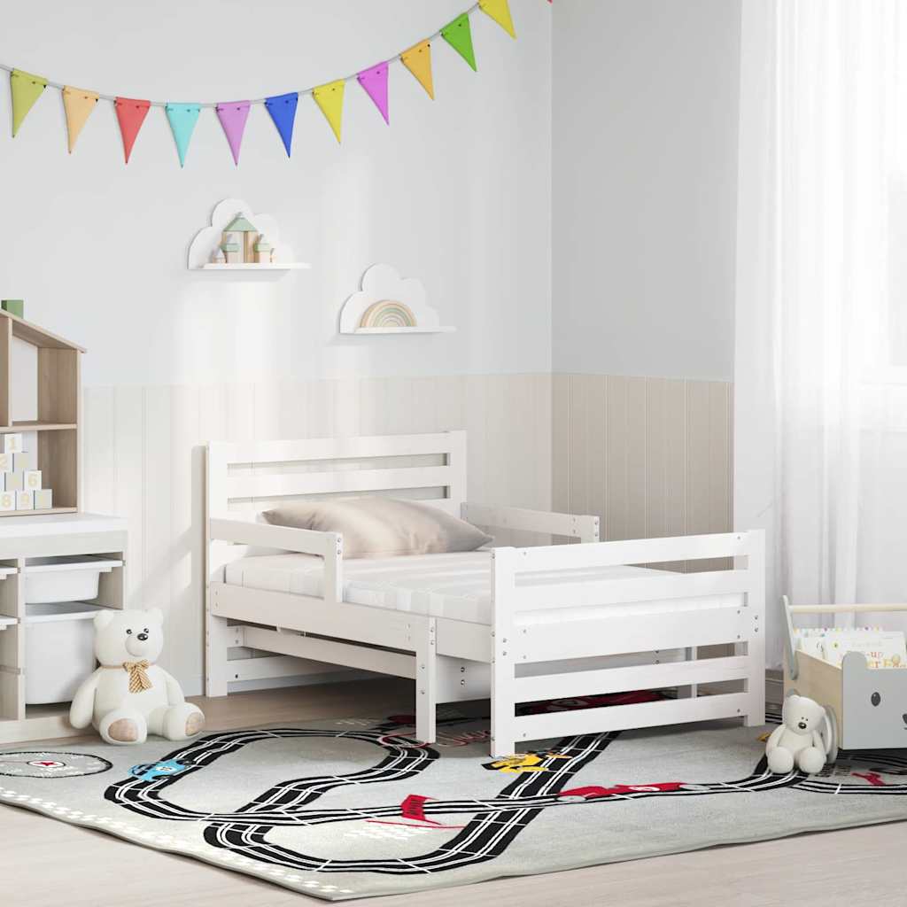 Bettrahmen mit Matratze Weiß 80 x 200 cm Massives Kiefernholz