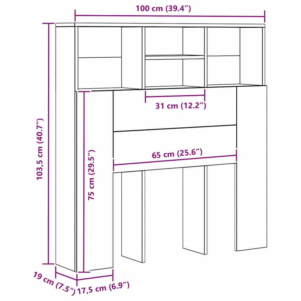 Kopfteil Schrank Artisan-Eiche Holzwerkstoff