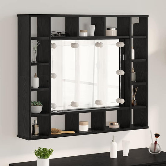 Spiegelschrank mit Regal Schwarz Eichen-Optik 91 x 15 x 76.5 cm