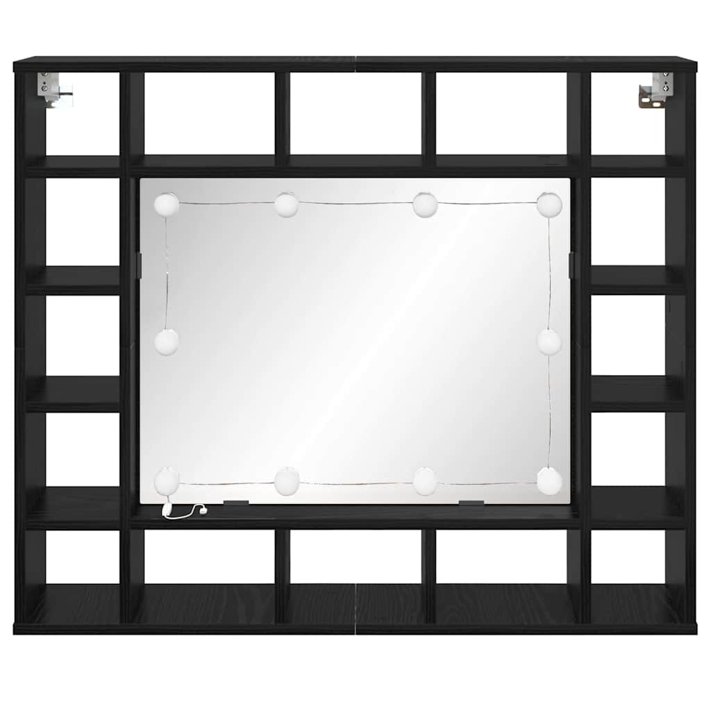 Spiegelschrank mit Regal Schwarz Eichen-Optik 91 x 15 x 76.5 cm