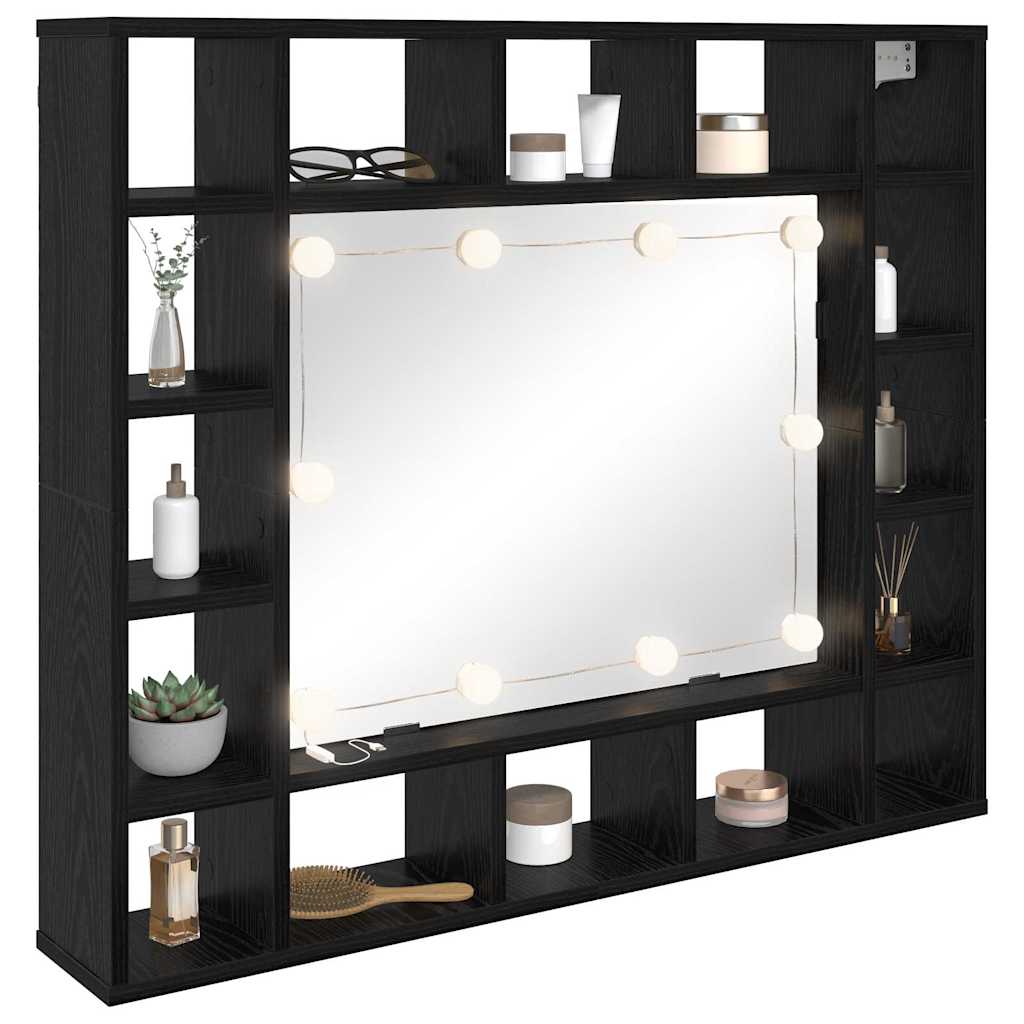 Spiegelschrank mit Regal Schwarz Eichen-Optik 91 x 15 x 76.5 cm