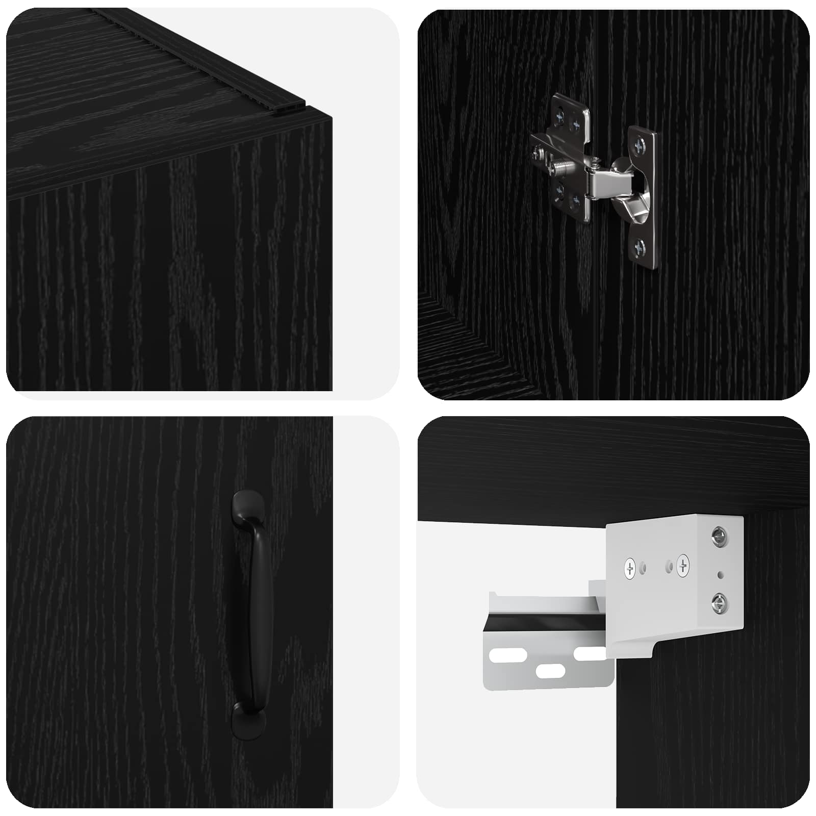 Wandschrank Schwarz Eichen-Optik 69,5 x 34 x 90 cm