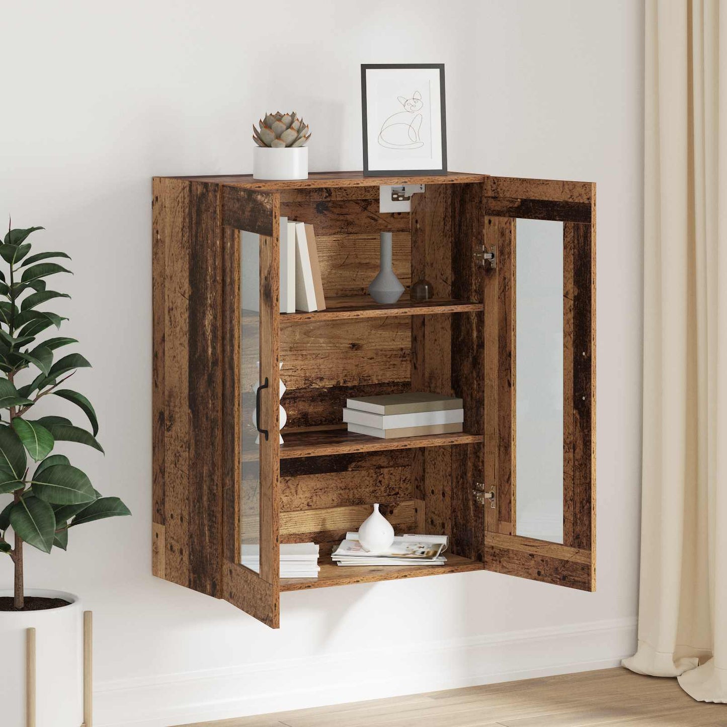 Aufbewahrungsschrank Wandmontiert Altholz 69,5 x 34 x 90 cm