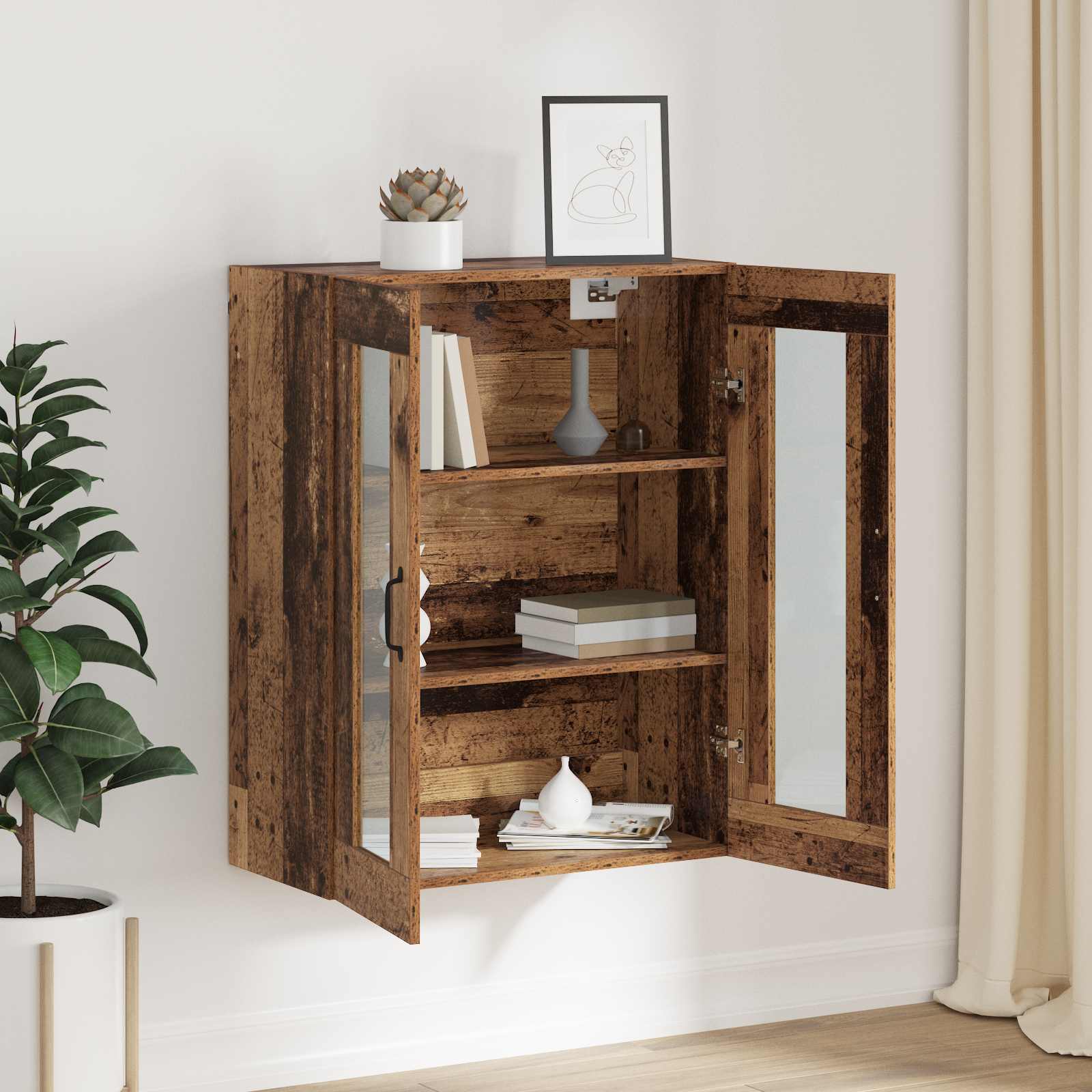 Aufbewahrungsschrank Wandmontiert Altholz 69,5 x 34 x 90 cm