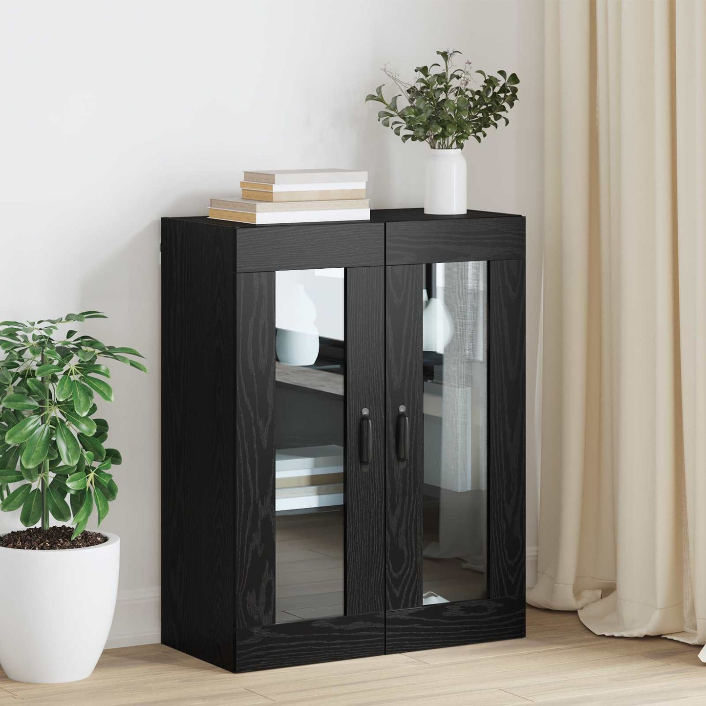 Aufbewahrungsschrank Schwarz Eichen-Optik 69,5 x 34 x 90 cm
