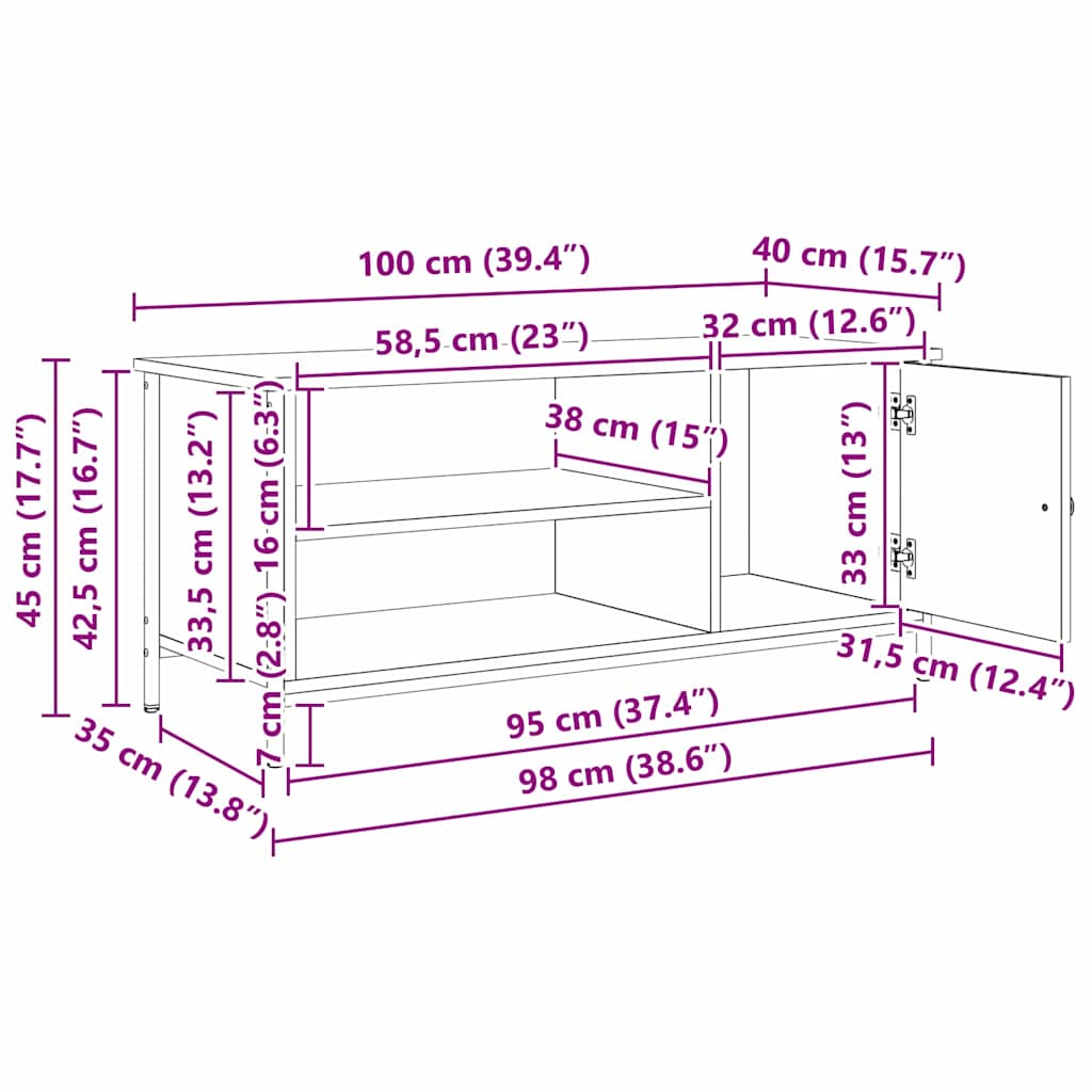 TV-Schränk 100 x 40 x 45 cm Altholz Holzwerkstoff