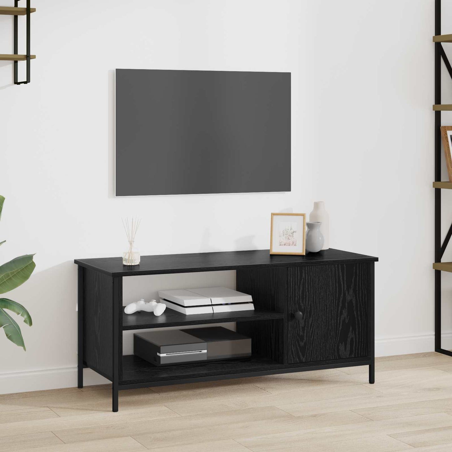 TV-Schränk 100 x 40 x 45 cm Schwarz Eichen-Optik Holzwerkstoff