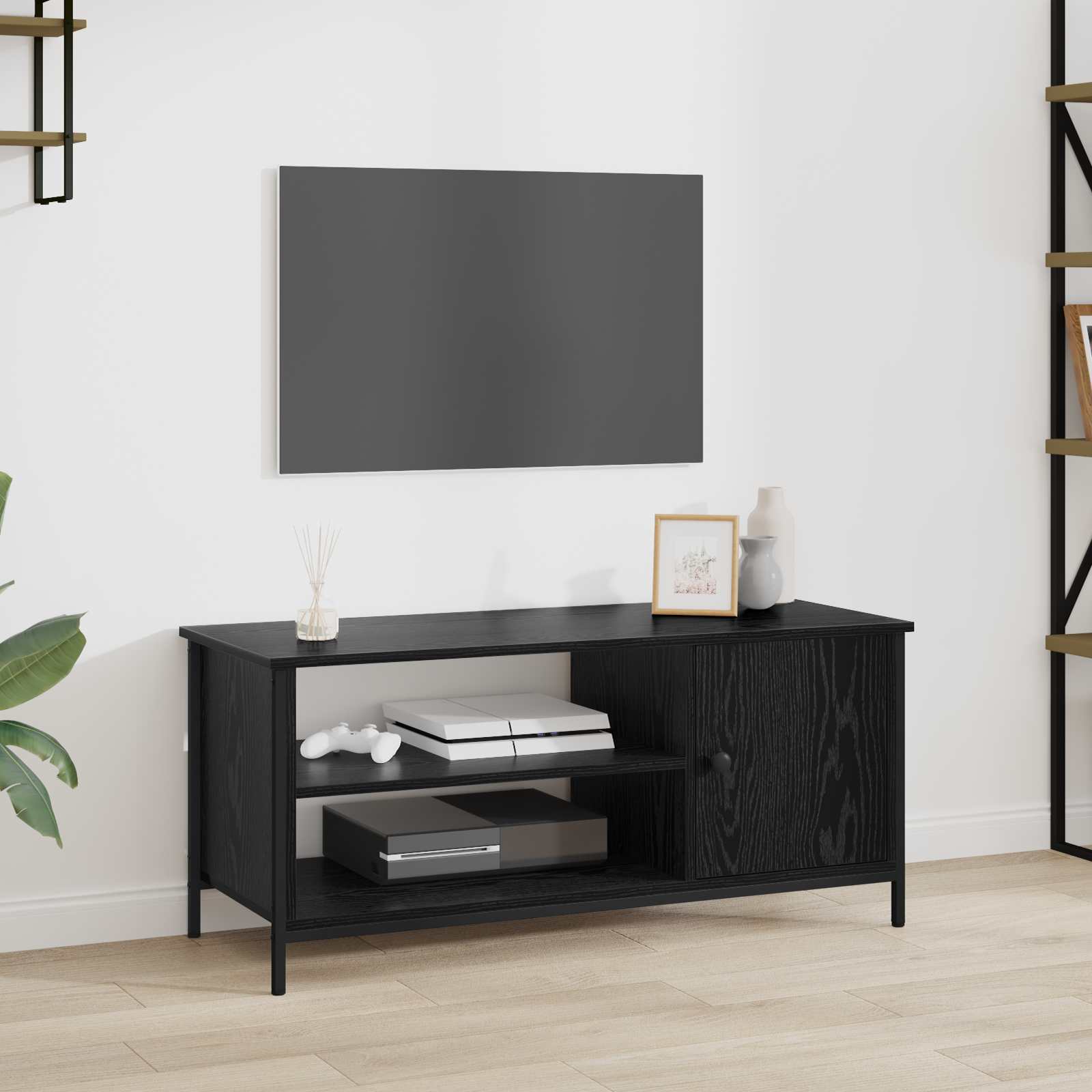 TV-Schränk 100 x 40 x 45 cm Schwarz Eichen-Optik Holzwerkstoff