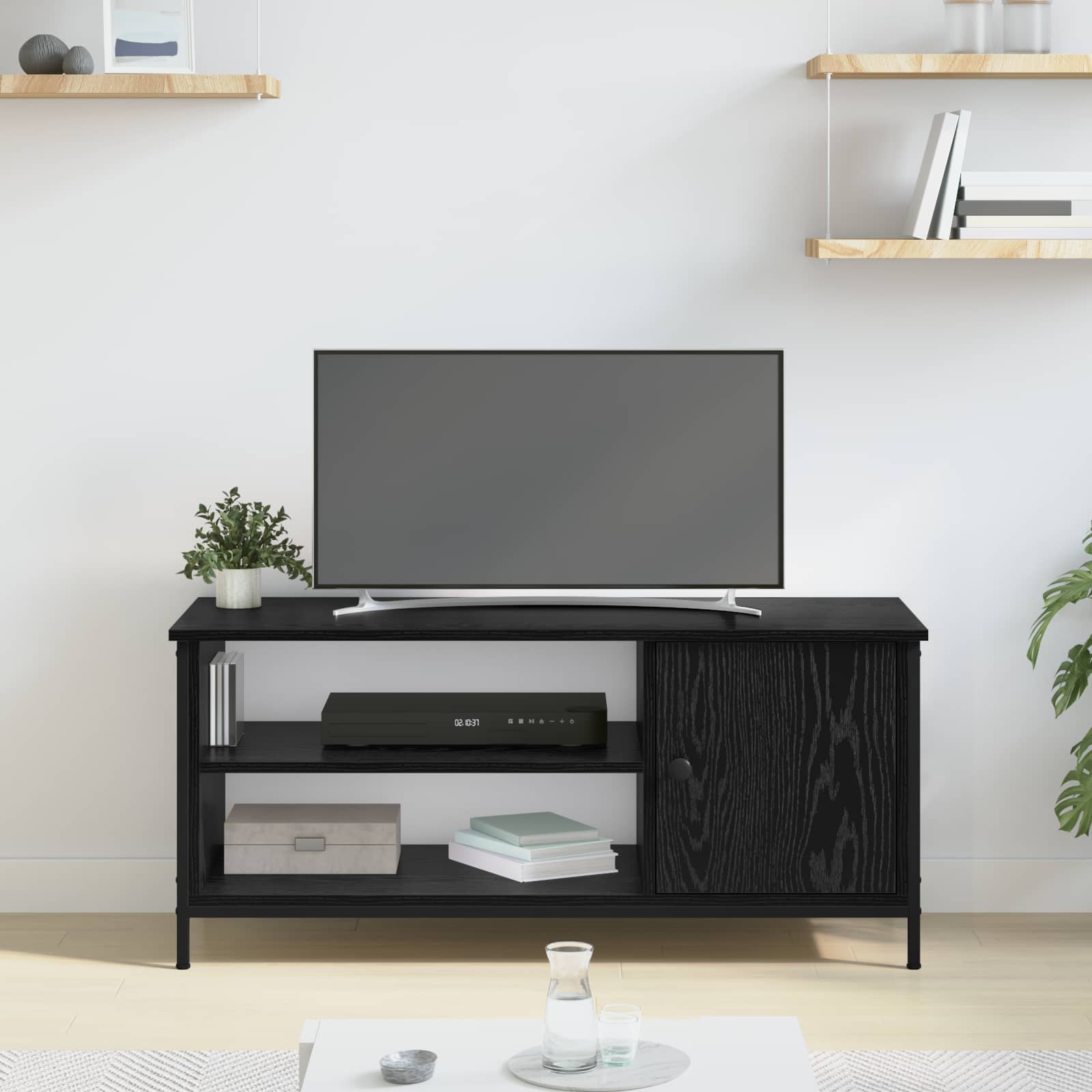TV-Schränk 100 x 40 x 45 cm Schwarz Eichen-Optik Holzwerkstoff