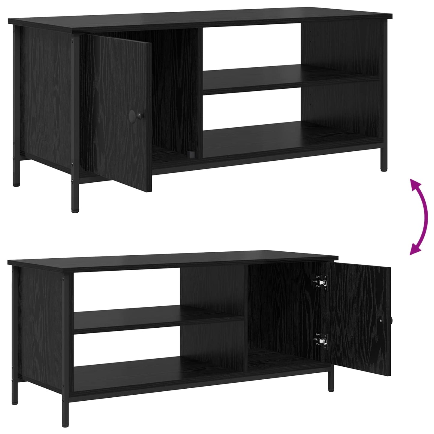 TV-Schränk 100 x 40 x 45 cm Schwarz Eichen-Optik Holzwerkstoff