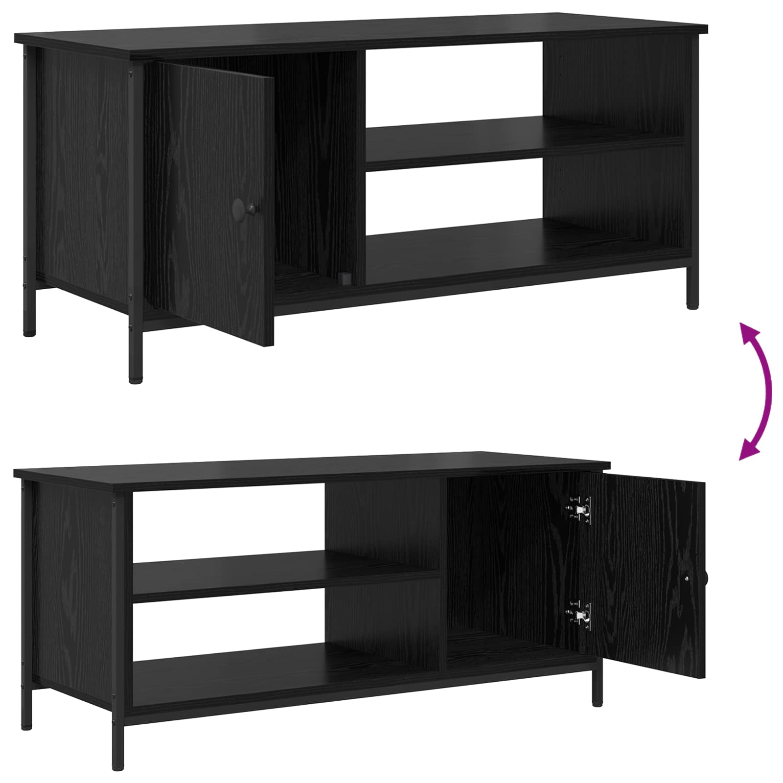 TV-Schränk 100 x 40 x 45 cm Schwarz Eichen-Optik Holzwerkstoff