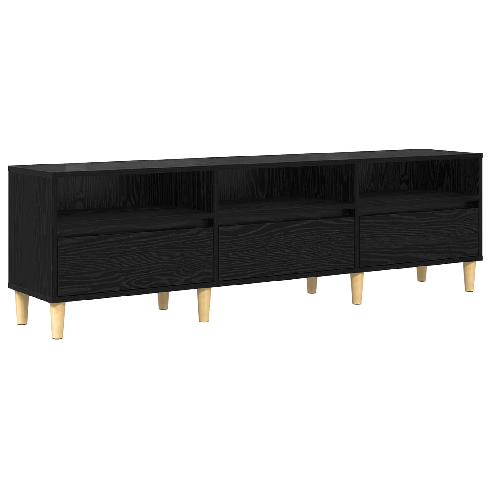TV-Schränk 150 x 30 x 45 cm Schwarz Eichen-Optik Holzwerkstoff