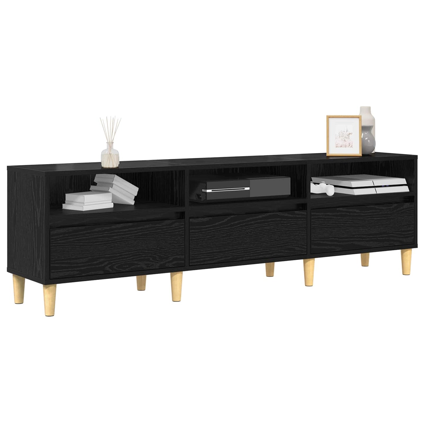 TV-Schränk 150 x 30 x 45 cm Schwarz Eichen-Optik Holzwerkstoff