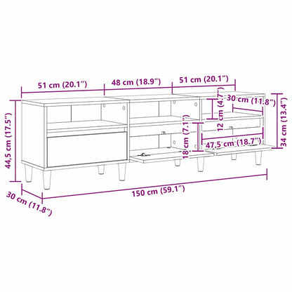 TV-Schränk 150 x 30 x 45 cm Schwarz Eichen-Optik Holzwerkstoff