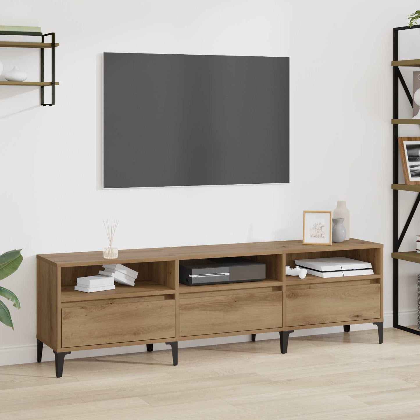 TV-Schränk 150 x 30 x 45 cm Artisan-Eiche Verbundholz und Eisen