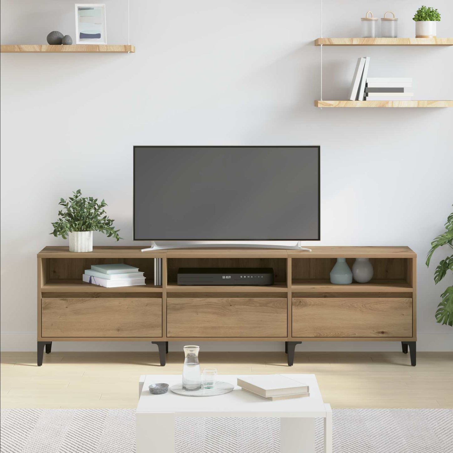 TV-Schränk 150 x 30 x 45 cm Artisan-Eiche Verbundholz und Eisen