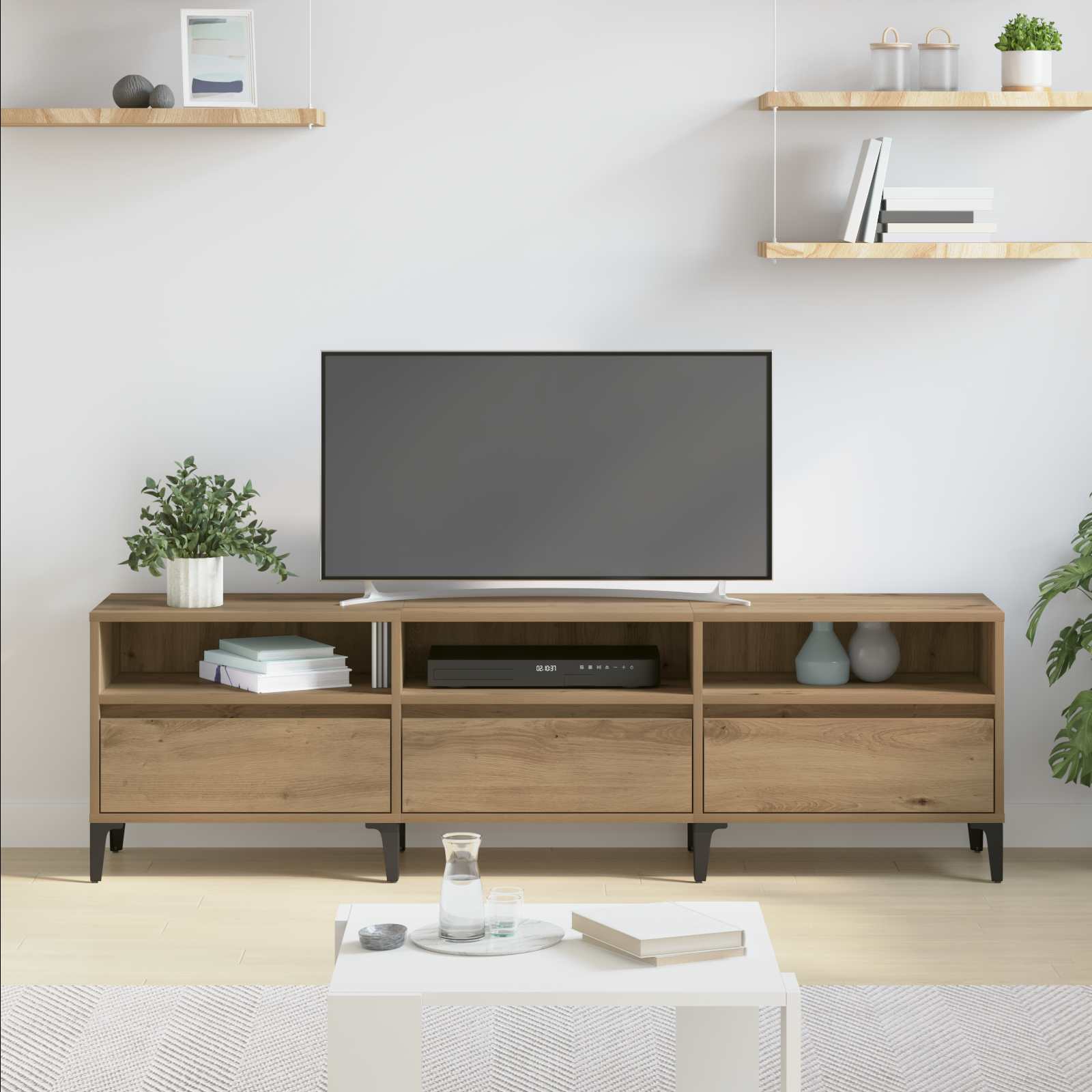 TV-Schränk 150 x 30 x 45 cm Artisan-Eiche Verbundholz und Eisen
