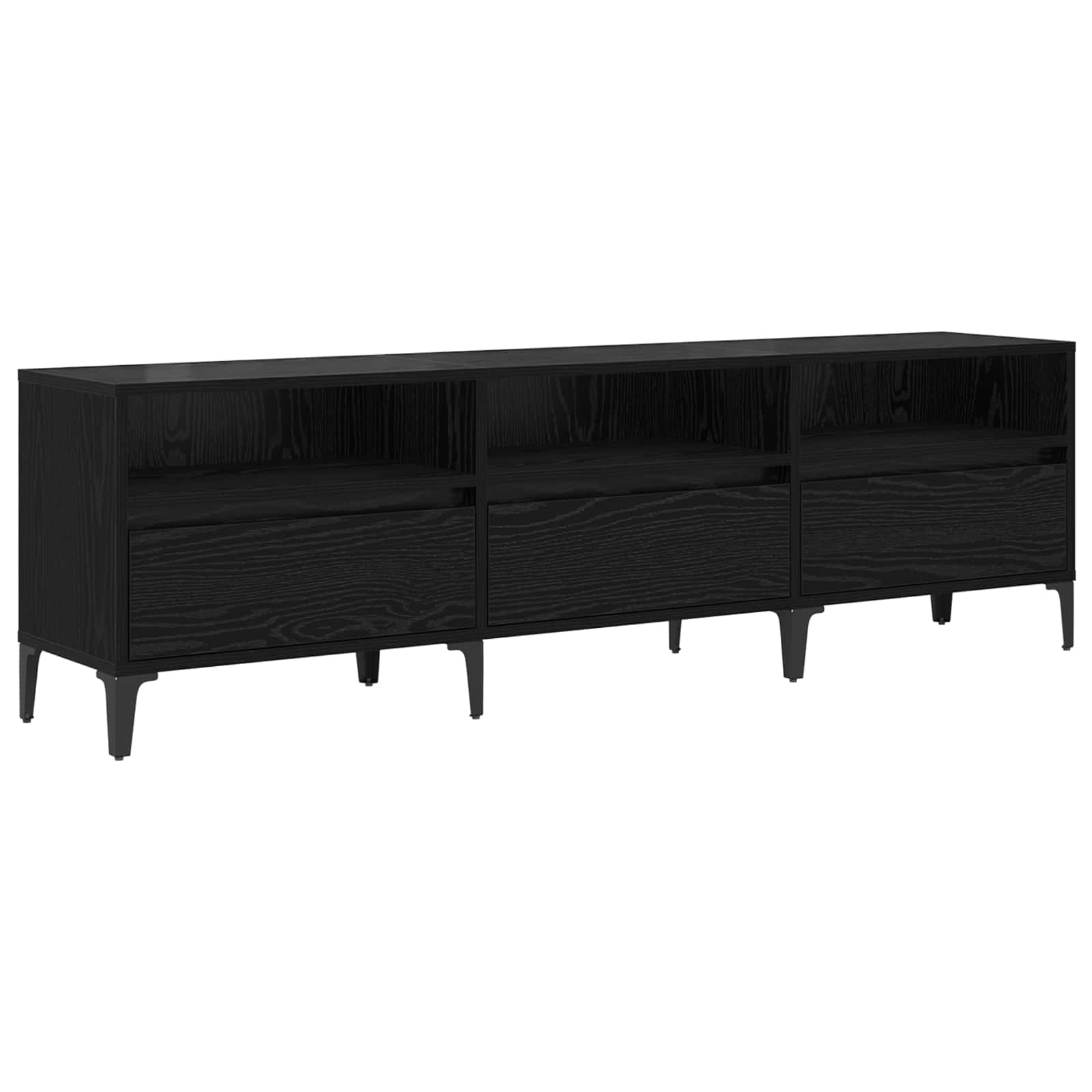 TV-Schränk mit Schubladen Schwarz Eichen-Optik 150 x 30 x 45 cm
