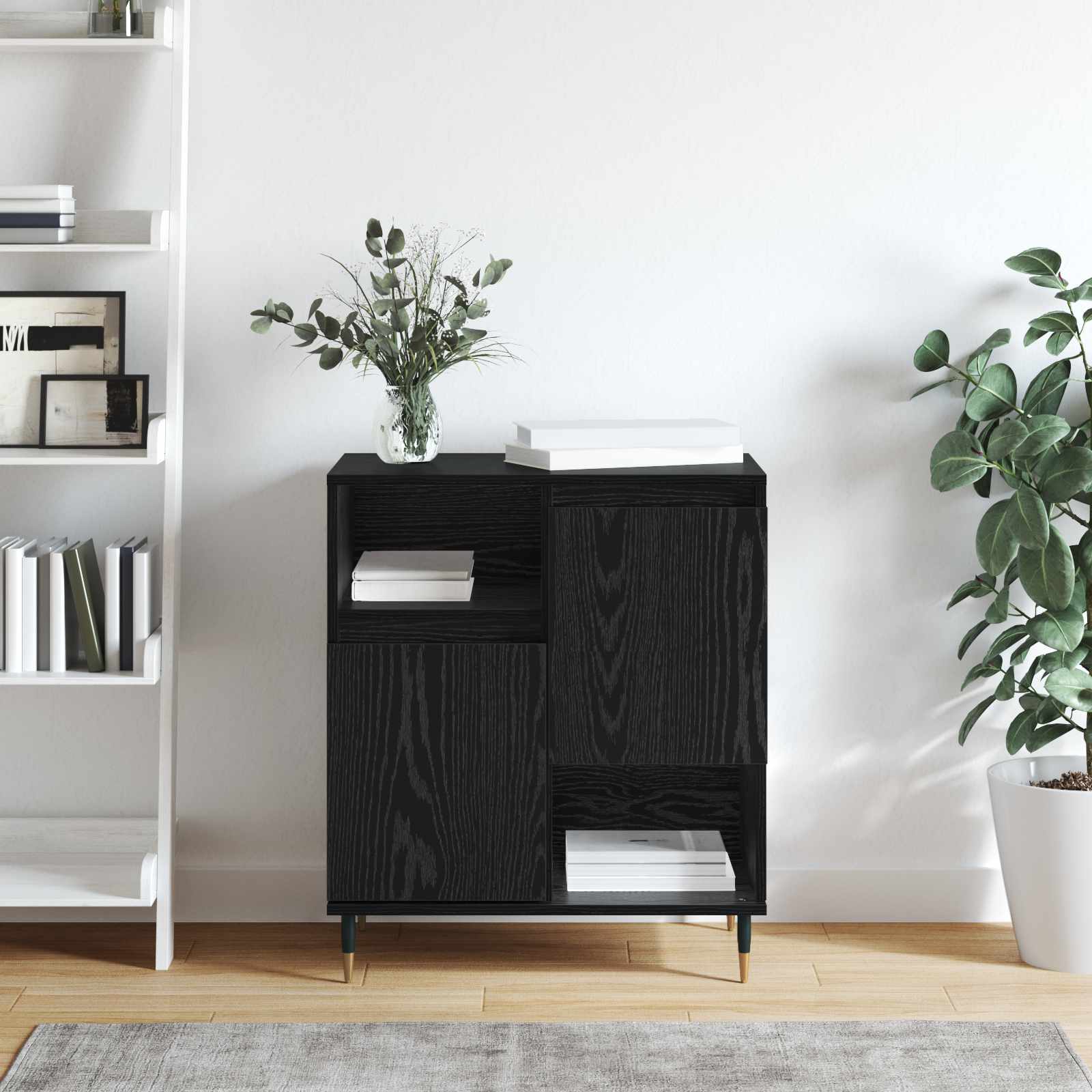 Sideboard Schwarz Eichen-Optik 60 x 35 x 70 cm