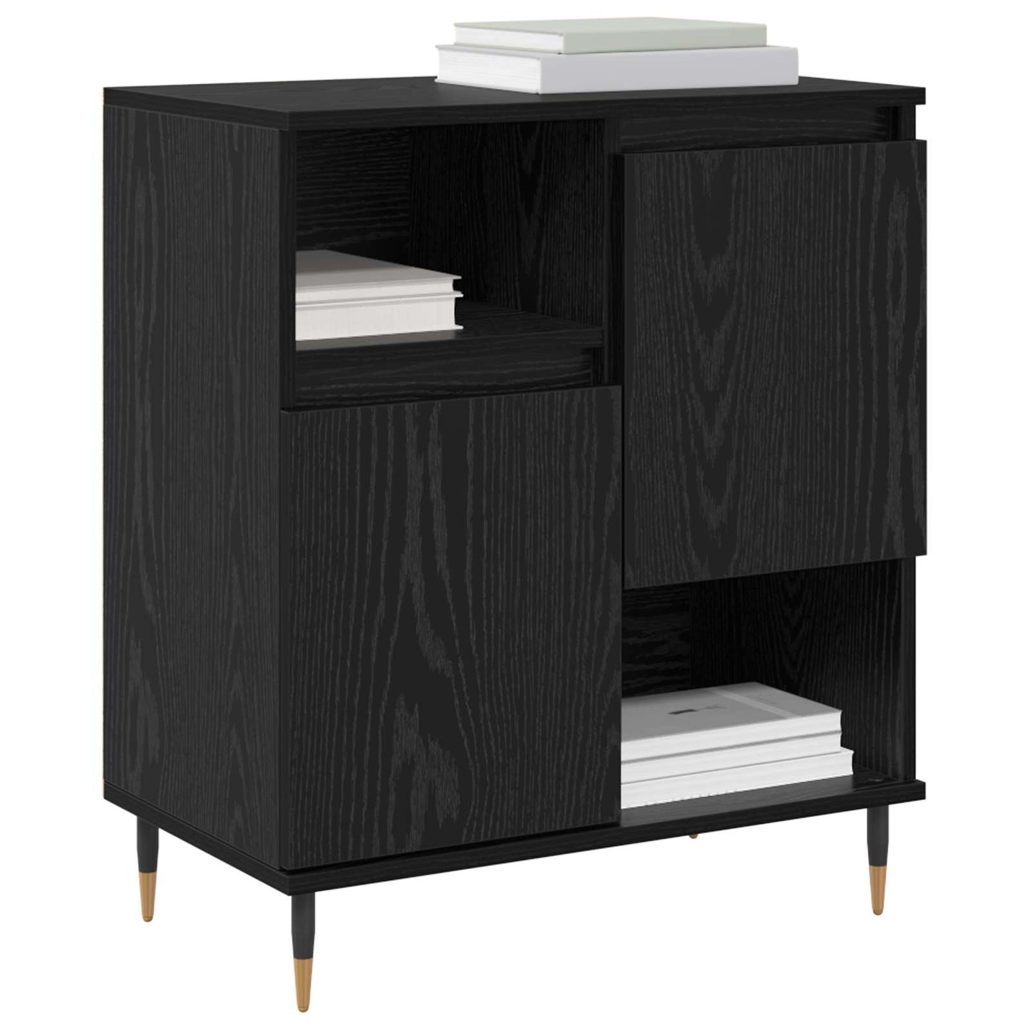 Sideboard Schwarz Eichen-Optik 60 x 35 x 70 cm
