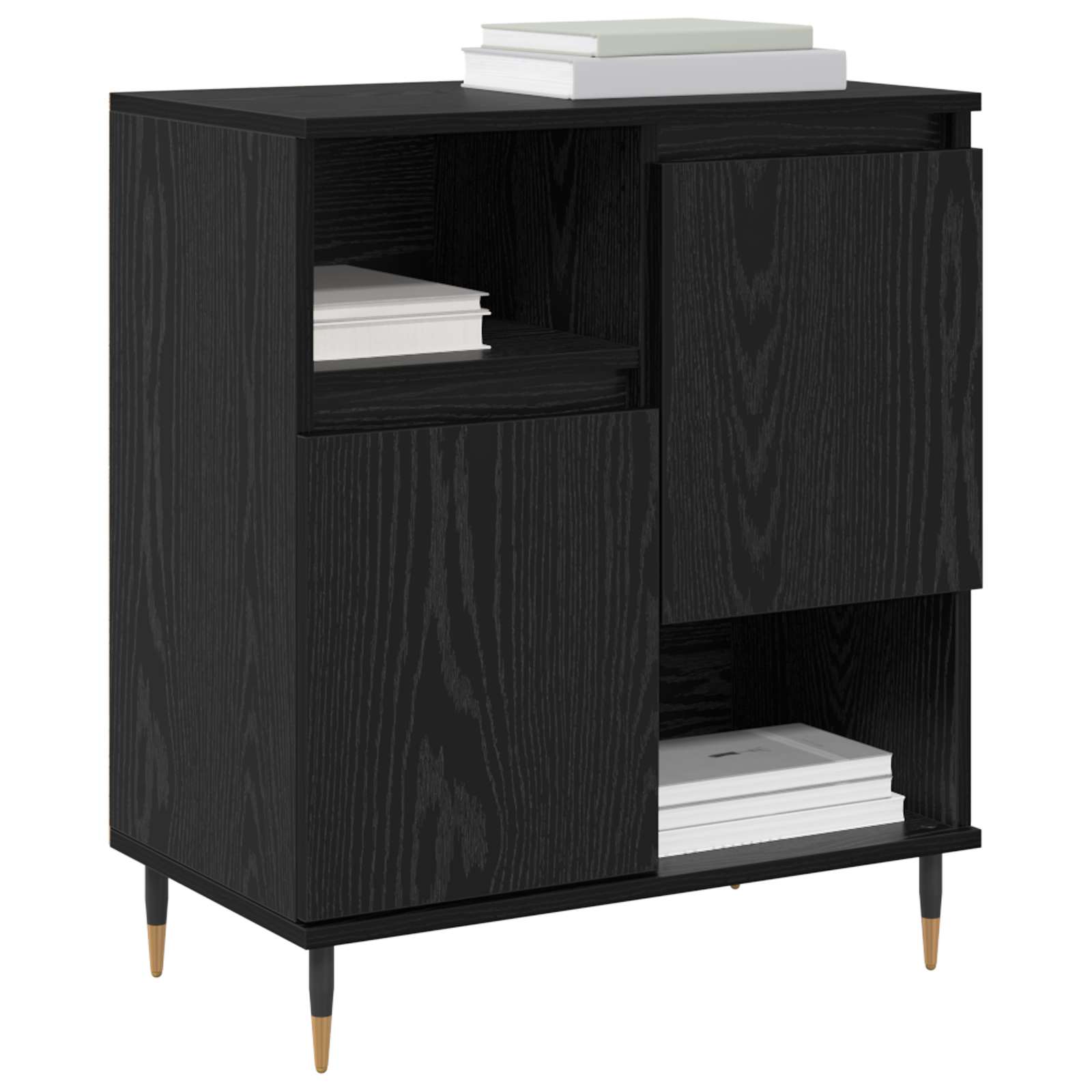 Sideboard Schwarz Eichen-Optik 60 x 35 x 70 cm