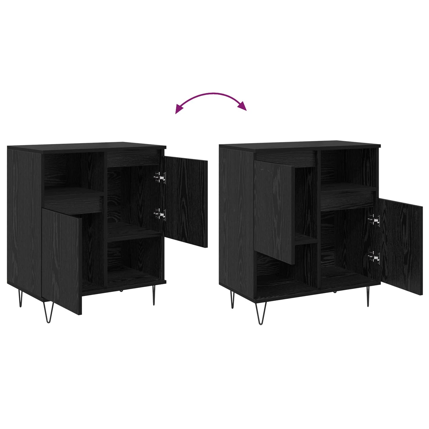 Sideboard Schwarz Eichen-Optik 60 x 35 x 70 cm