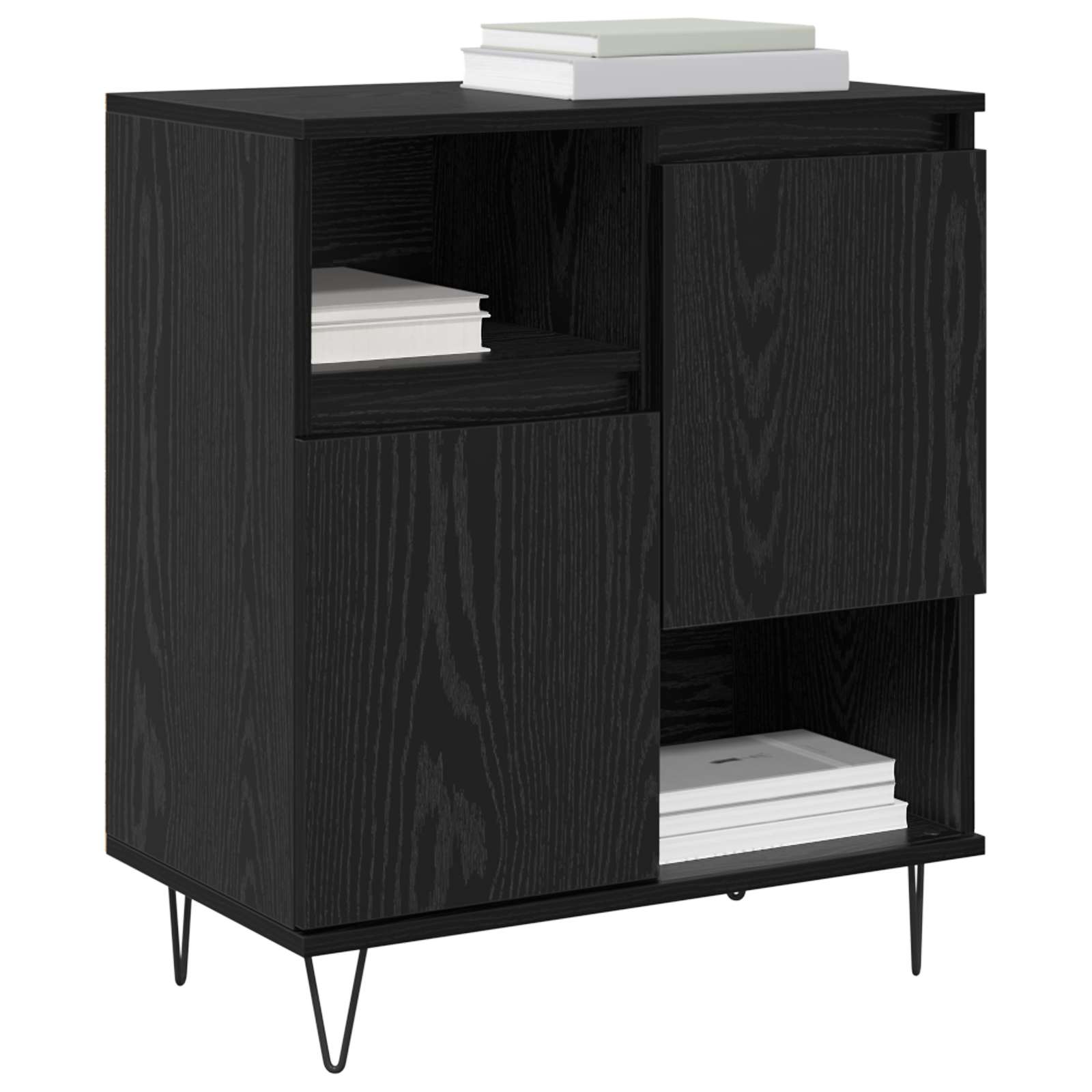 Sideboard Schwarz Eichen-Optik 60 x 35 x 70 cm